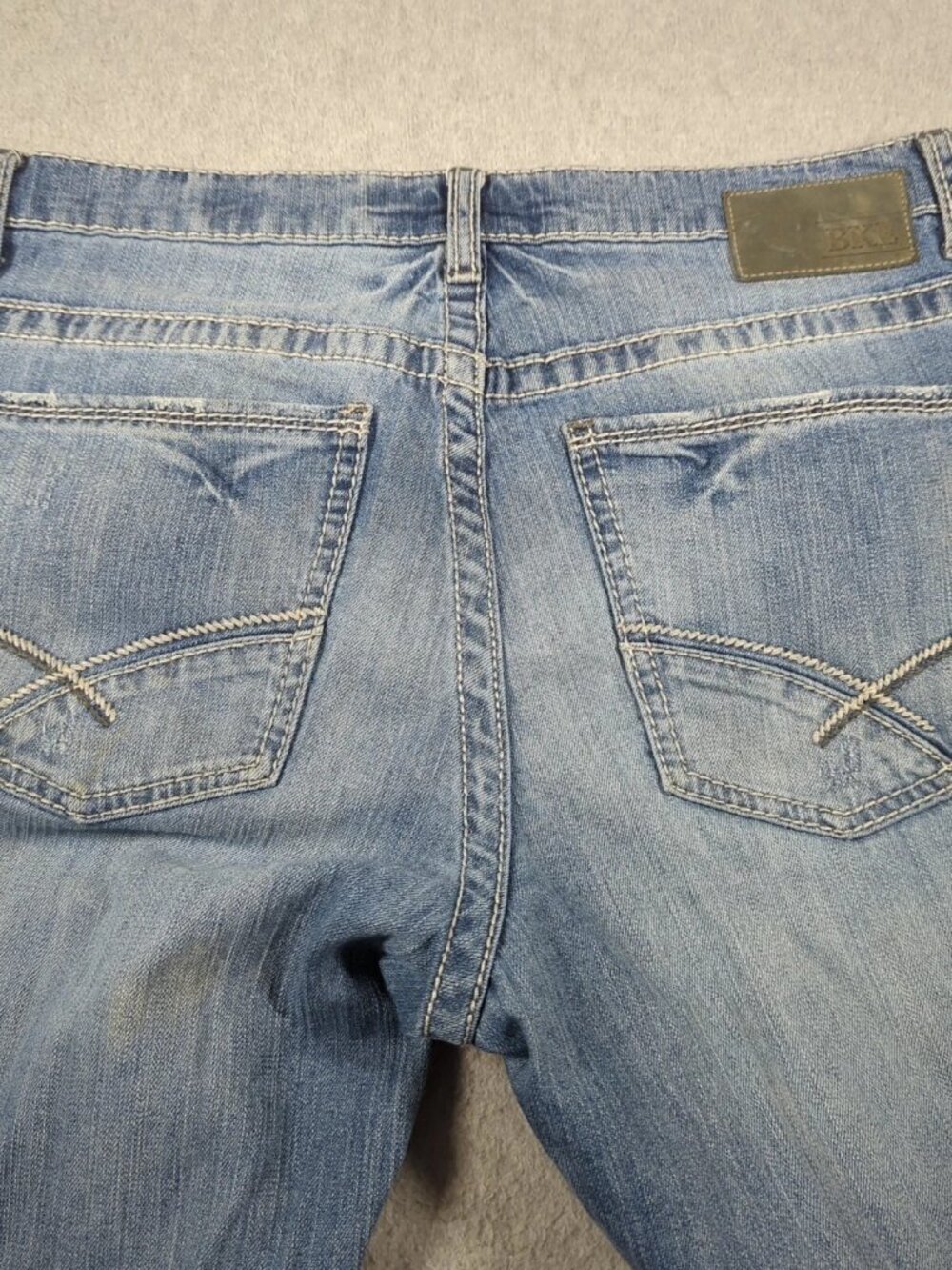 BKE Derek Jeans Mens 33L (Fit 36x33) Bootleg Stretch Denim Whiskers Cowboy Rodeo - Picture 3 of 8